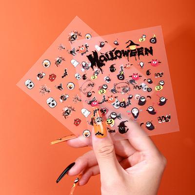 Nail Stickers Ornaments Decals Halloween Day Fluorescent Nail Art Stickers Mix
