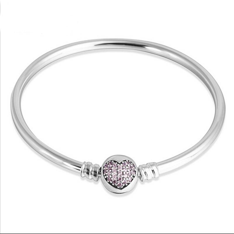 

Authentic 100% 925 Silver Bangle Fit Bracelet Charm Bead Bangle for Women Luxury Jewelry Original Pulseira XCHS904 21cm