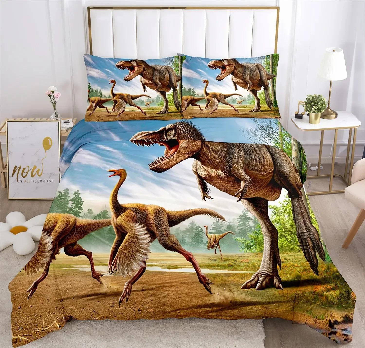 

Dinosaur Print 3D Duvet Cover Set Double Full Size Big Bed Size Bedding Set Boy Girl Bedroom Decoration Gift 2/3pcs 135x200cm