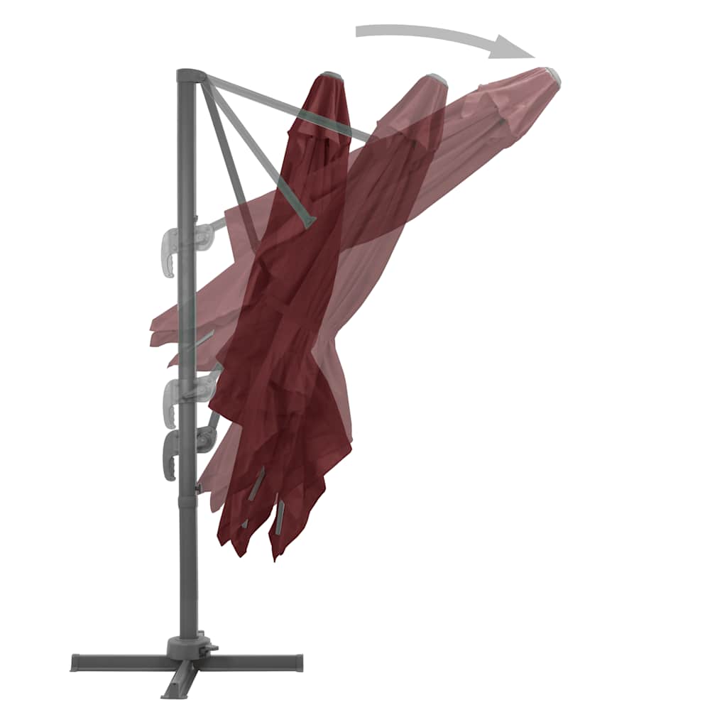 vidaXL Ampelschirm mit Aluminium-Mast 400x300 cm Bordeauxrot