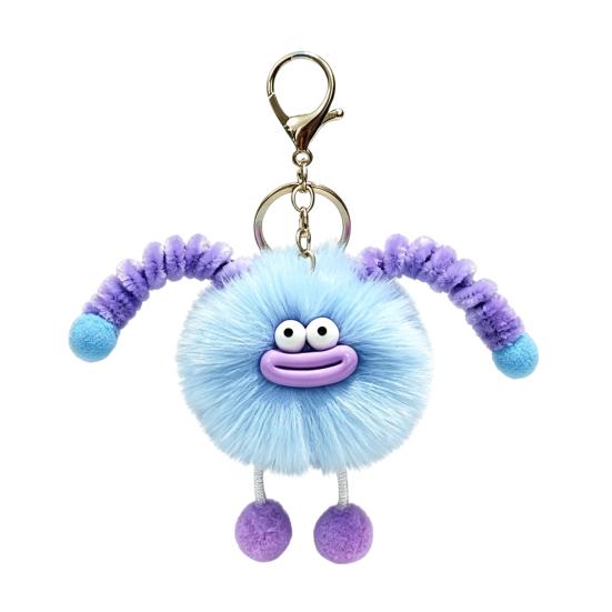 Schoolbag Accessories Sausage Mouth Creature Plush Keychain, Cartoon Fuzzy Ball Keyring Pendant, Stuffed Doll Toy Decorative Keychain for Handbags