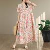 DIMANAF New 2026 Sundress Women Plus Size Summer Casual Print Long Dress Cotton Loose Oversize Maxi Floral Beach Holiday