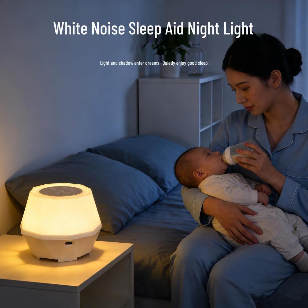 Portable Seven-Color Night Light & White Noise Sleep Aid for Baby