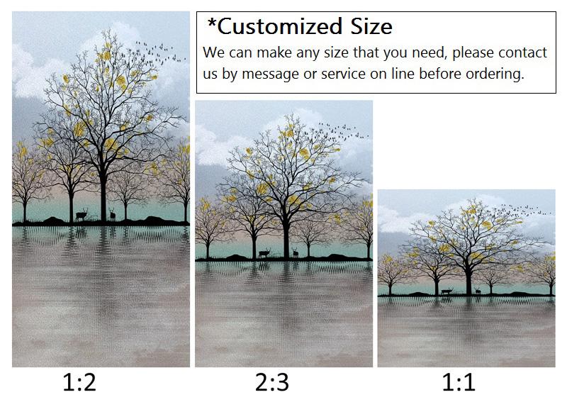 

Stained Glass Window Film, Custom Size Static Cling Privacy Film, Colorful Landscape Tree Decal for Bathroom Office Home Decor (as the picture,40X60cm)