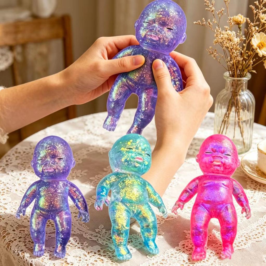 Giocattoli Morbidi da Spremere in Silicone Glitterato per Bambini, Giocattoli Fidget Antistress a Rimbalzo Lento con Texture Morbida e Soddisfacente, 14cm