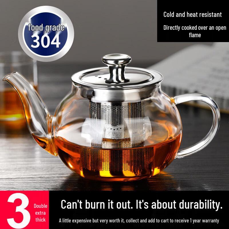 ZISIZ Heat-Resistant Glass Boiling Teapot