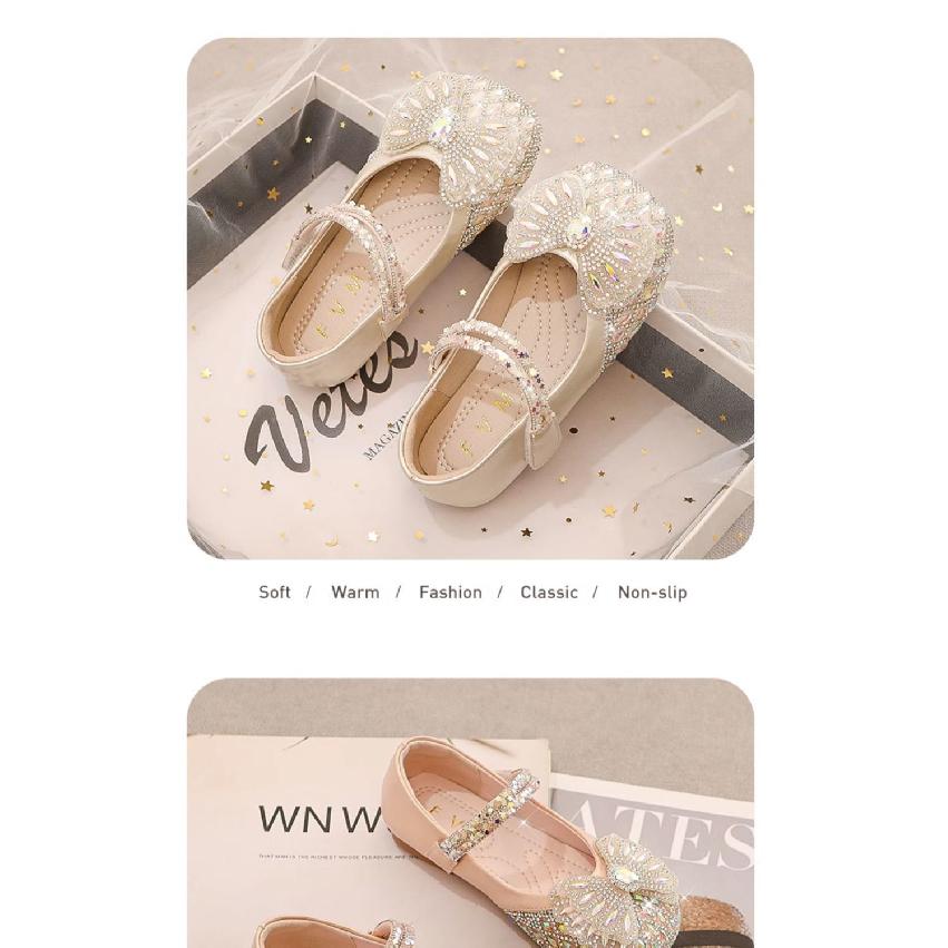 Girls' Shoes Princess Shoes Spring and Autumn New Children's Small Leather Shoes Autumn Baby Crystal Shiny Rhinestone Single Shoes