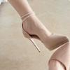 Fashion Pumps Women's Pearls Ankle Strap Stiletto Heel Stiletto Strap Pearl Butterfly Pointed Shoes Women's Banquet High Heel Sandals