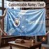 Custom Name Flannel Throw Blanket Manchester City Pattern Warm Home Decoration