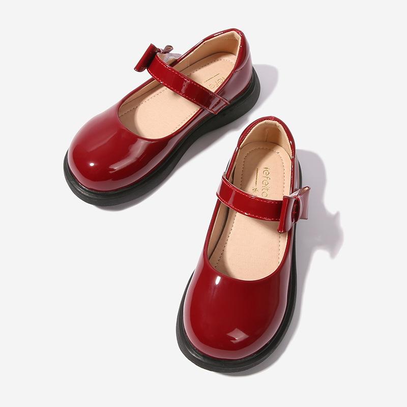 Girls Leather Shoes New 2024 PU Children Fashion Casual Shallow Loafers Hook & Loop Kids Shoes Spring Autumn Platform Elegant