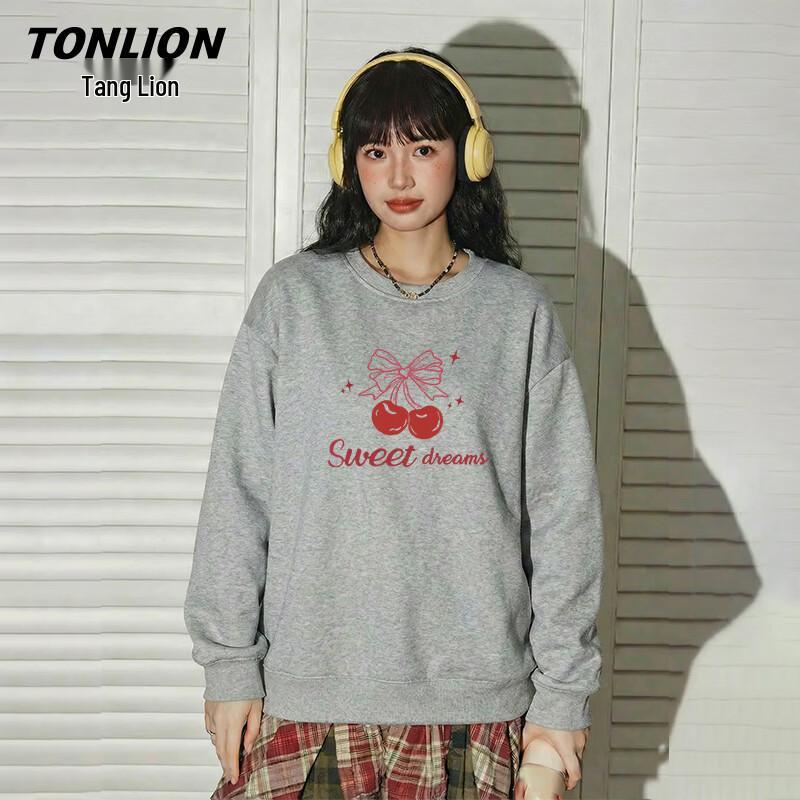 TonLion Damen Rundhals-Sweatshirt mit Schmetterlings- und Buchstaben-Print
