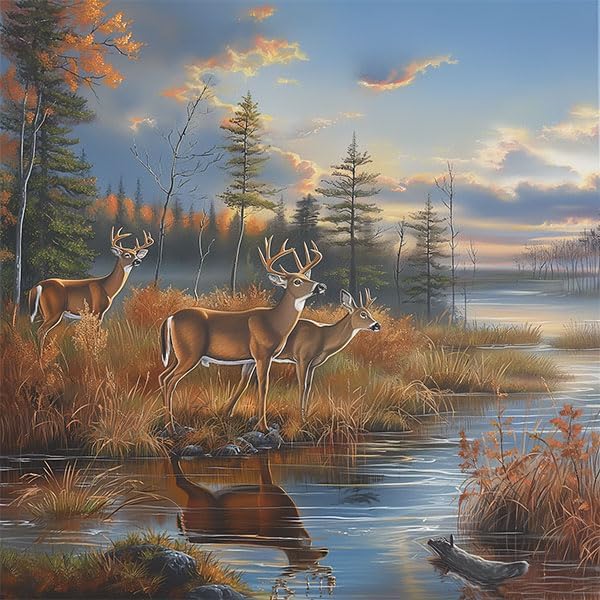 Whitetail Deer Blackout Curtains for Girls Boys Home Decor, Forest Hunting Wildlife Autumn Nature Grommet Thermal Insulated Drapes Darkening Window