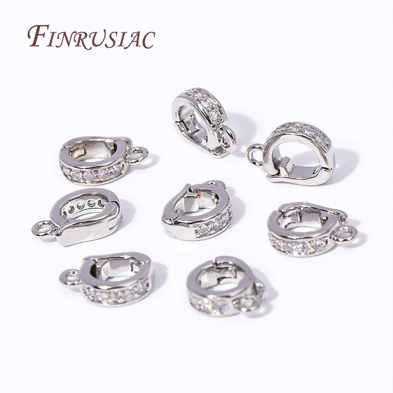 18K Gold Plated Brass With Zircon Hinged Pendant Enhancer Bail Clasps For Jewelry Making Supplies DIY Findings Accessories
