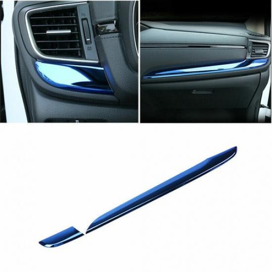 For Honda CR-V CRV 2017- Blue 2X Console Center Dashboard Stripe Cover Trim