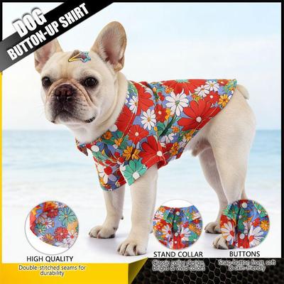 Pet-Hund Hawaiian-Print-Hemd - Leichtes Herbst-/Sommer-Outfit für kleine Hunde