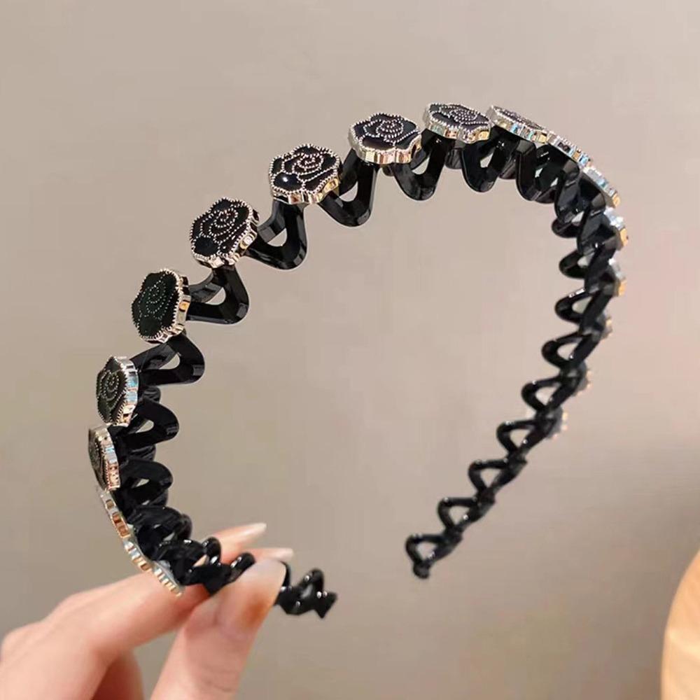 Flower Braided Tools Hairband Pearl Hair Toothed Headband  Hair Styling Accessory