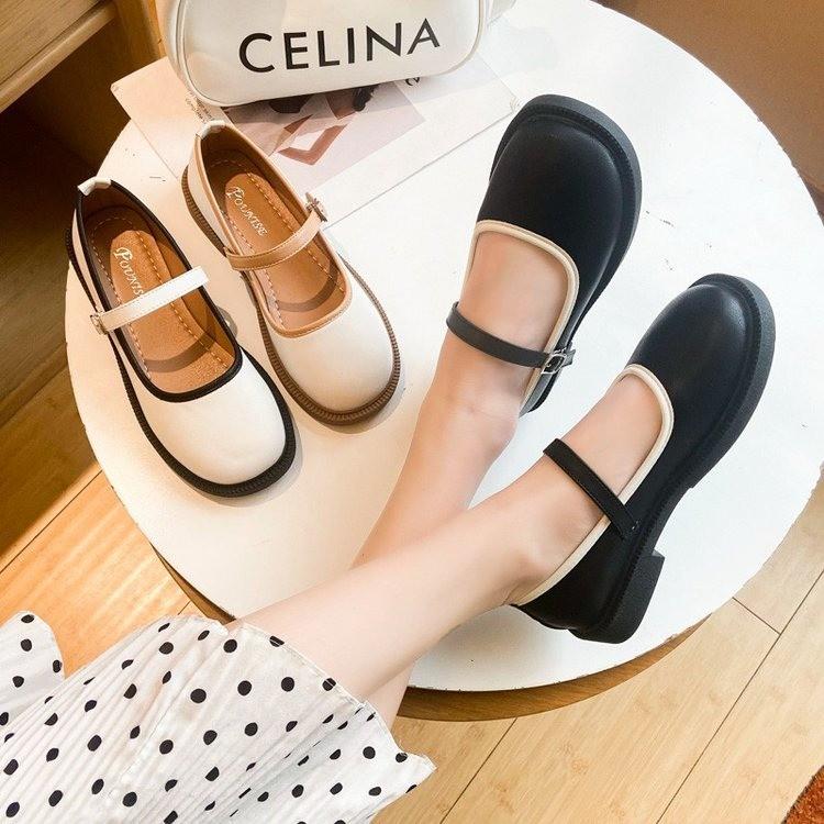 Fashion Shoes for Women 2025 Vintage Round Toe Black Mary Jane Shoe Sweet Girls Low Heel Platform Lolita Loafers Size 40 Women's Pumps