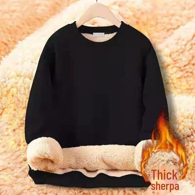 

Men s Casual Loose Plush Sweatshirt for Teens, Pullover Long Sleeve Thick T-Shirt 5XL чорний