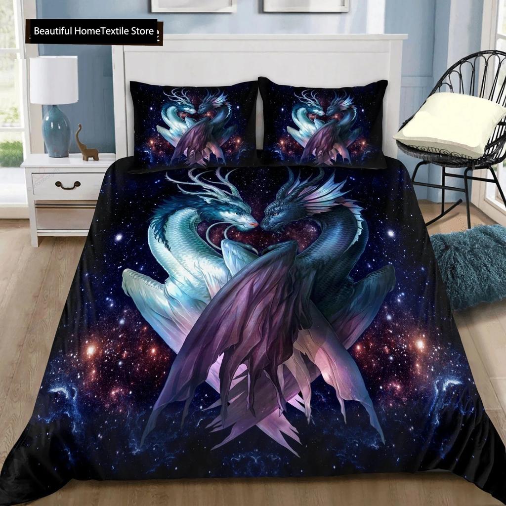 Dragon And Phoenix Comfortable Duvet Quilt Cover Pillowcase Bedding Set Children Bedroom Decoration Home Textile