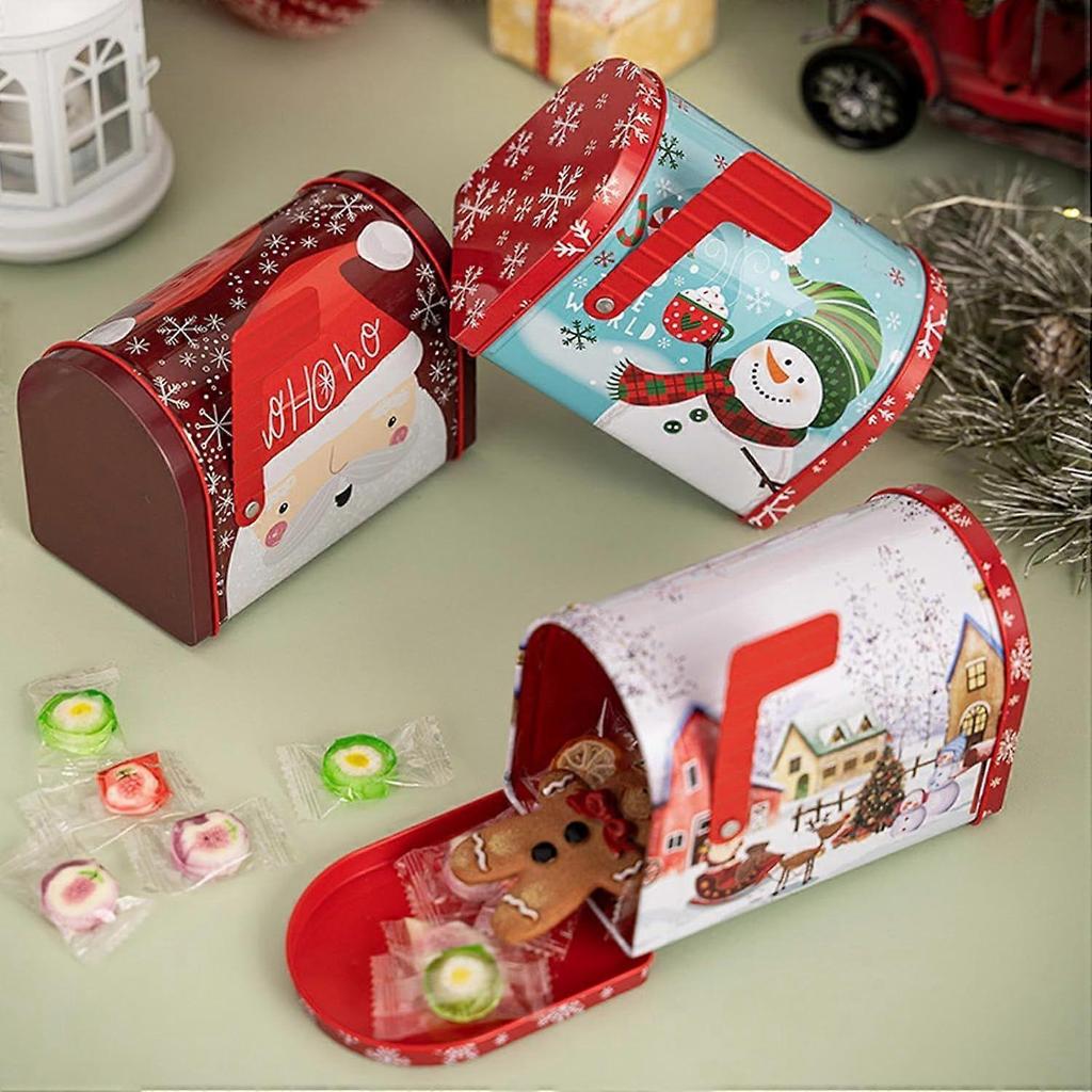 Christmas Santa Mailbox, 4 Pieces Large Tin Box,
