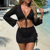 Summer Beach Set with Short Top and Short Skirt, Sexy Neck Strap, Beach Bikini for Women