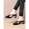 Metal Iron Head Summer New Square Head Half Slippers Women's Outer Wear Medium Heel Soft Leather Casual Lazy One Pedal Bag Head Drag