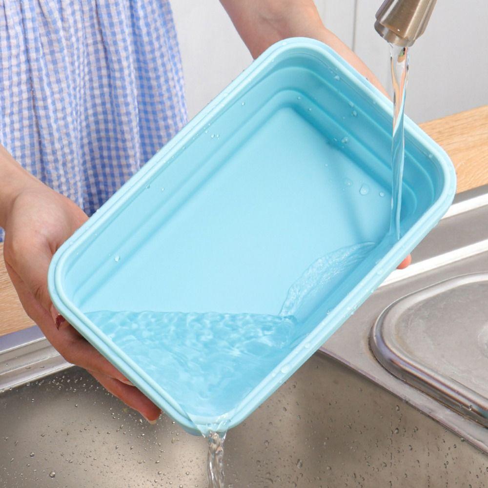 Rectangle Lunch Box with Lid Food Storage Box Collapsible Silicone Food Container Camping