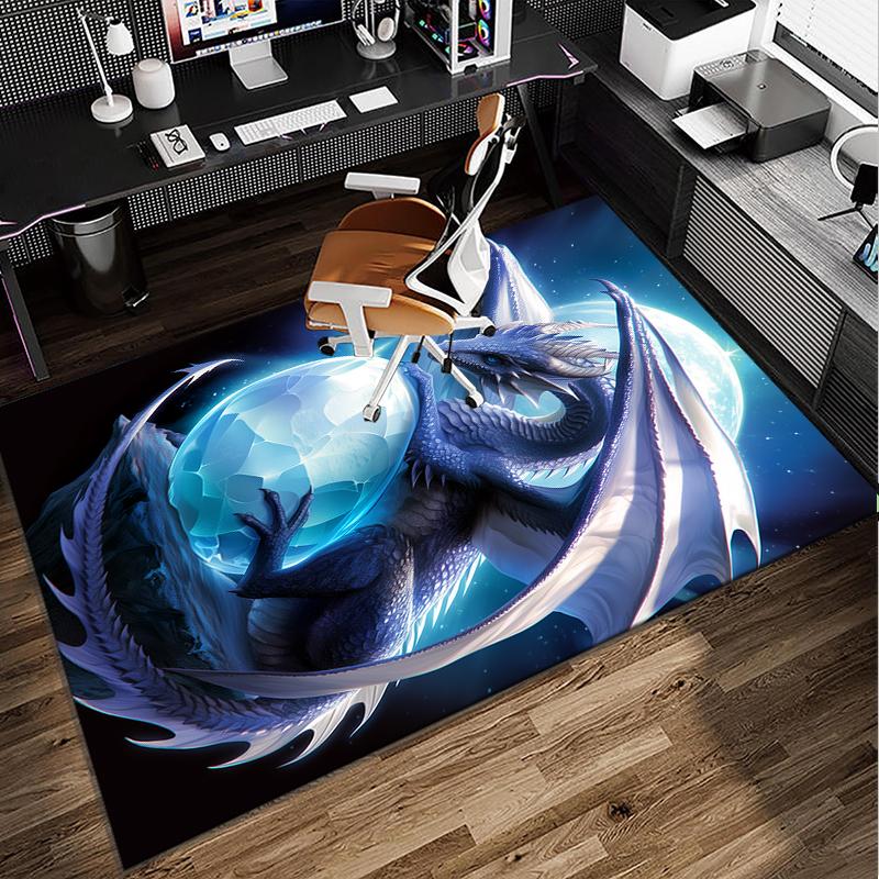 Fiery Dragon Artwork Office Rug Chair Mat, Entryway Carpet, Suitable for Front Door, Bedroom, Living Room, Desk, Holiday Gift