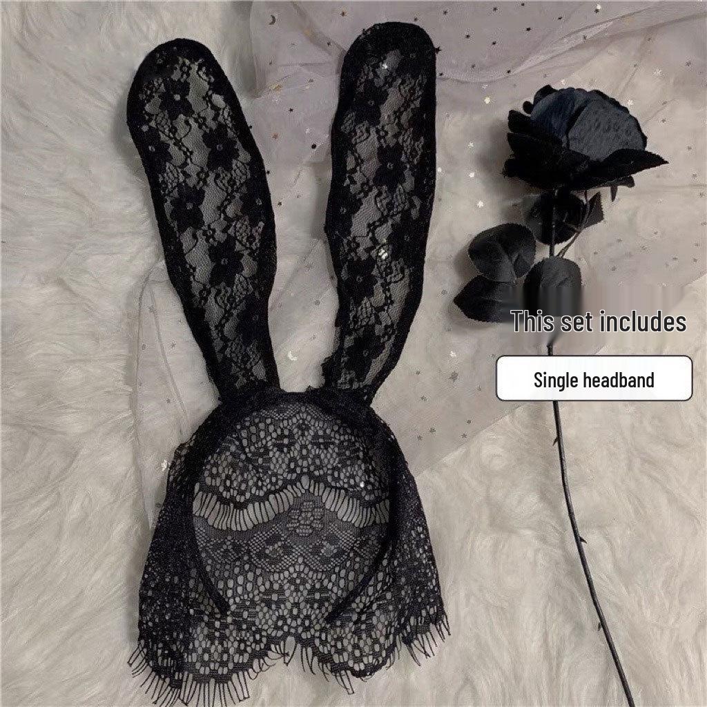 Set Lenjerie Milian Temptation: Mască de ochi din dantelă, Curea lanț de câine, Pălărie de poliție și Jucării amuzante pentru urechi