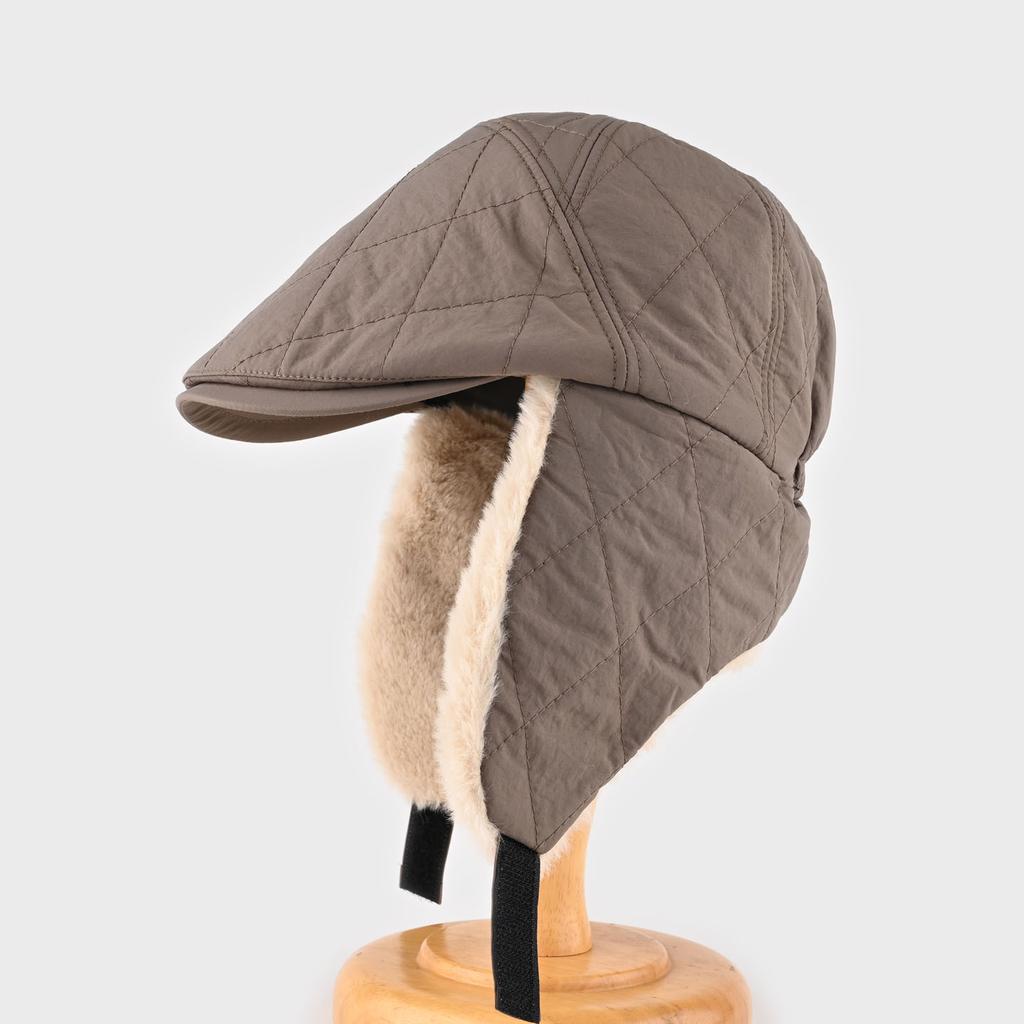 Autumn and Winter Plush Forward Hat, Male and Female Tide Thickened Warm Ear Protection Cotton Hat, Two Wearing Pilot Caps