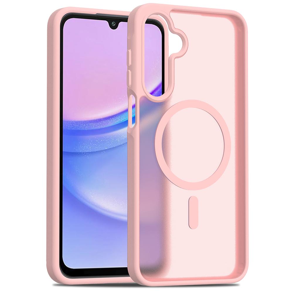 

For Samsung Galaxy A16 5G/A16 4G Case Compatible with MagSafe TPU Frame Acrylic Back Phone Cover Skin Touch Pink
