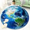 3D Blue The Earth Round Rug Universe Cartoon Room Decoration Bedside Living Room Carpet Boy Study Chair Mats Antiskid Lounge Rug