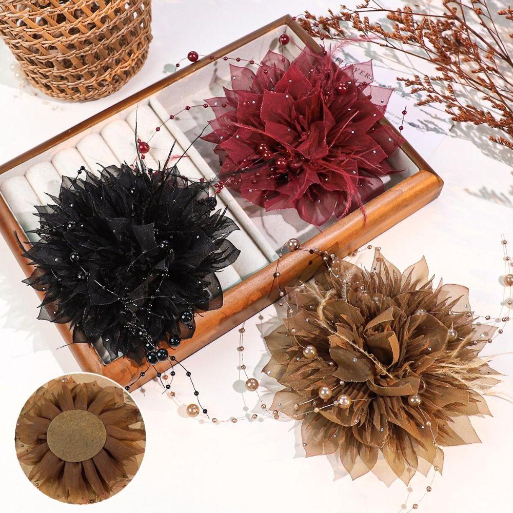 Pearl 3D Organza Flower Patch Flower Multi-layer DIY Sewing Decals Handmade Hand-made Embroidery Patch Clothes Decoration