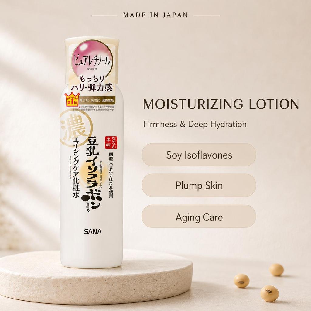 SANA Nameraka Honpo Wrinkle Lotion N Anti-aging Moisturizing Lotion with Retinol and Soy Milk, 200 Ml