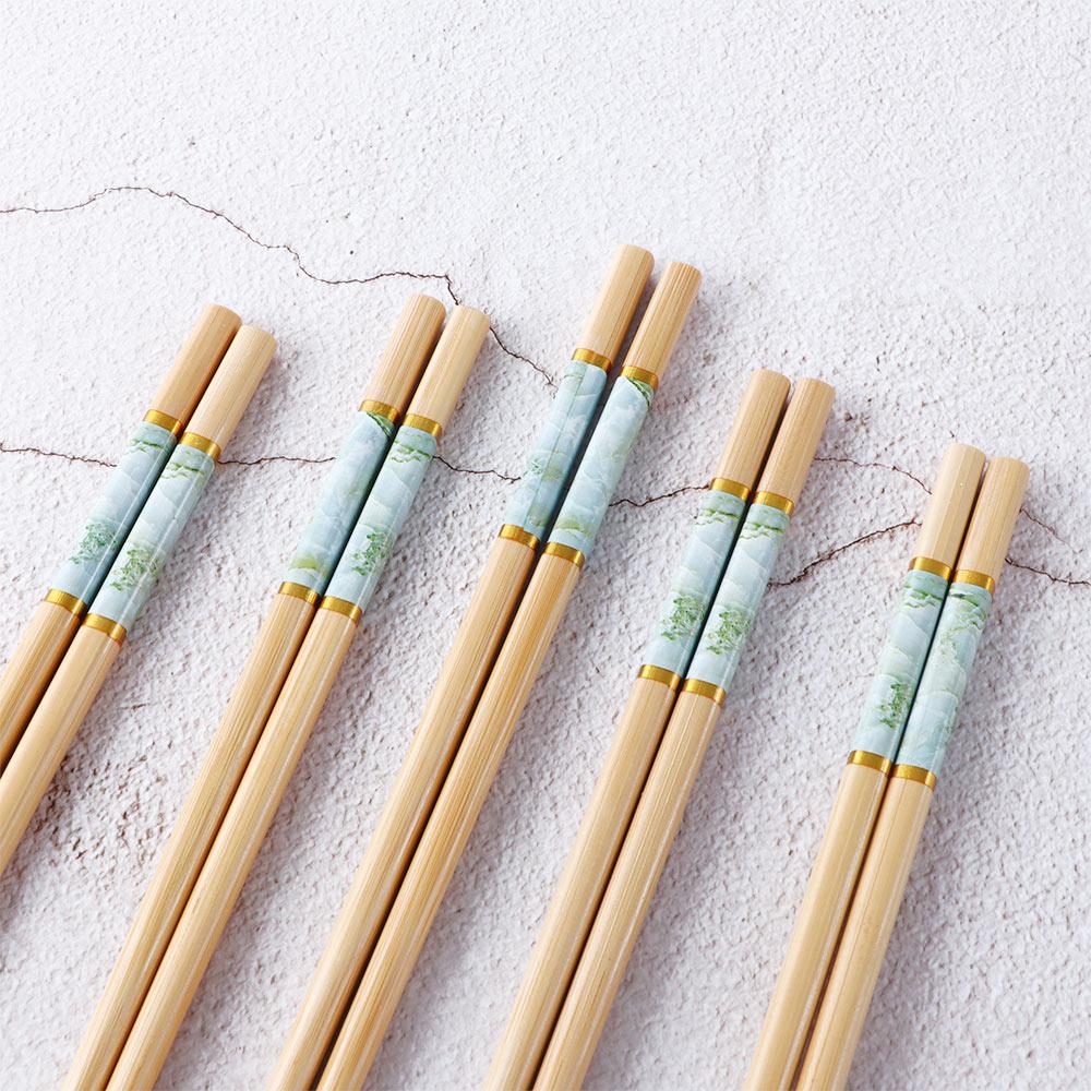 Marbling Bamboo Gift Rice Sushi Chopsticks Tableware Dinnerware Set Kitchen Supplies