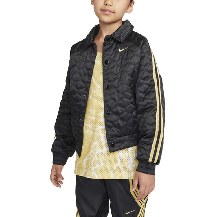 Nike Junior Quilted Bomber Down Jacket Black Infinite Gold FV0319-010