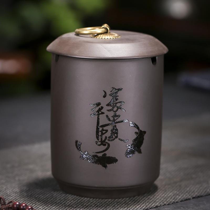 Straight Cylindrical Ceramic Purple Clay Ashtray for Men Creative Office Personalized Living Room Chinese Style Home Decor