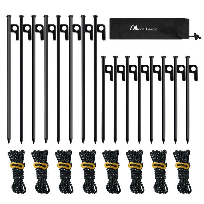 MOON LENCE Peg Set – 20cm (8), 30cm (8) + Tent Rope (8)