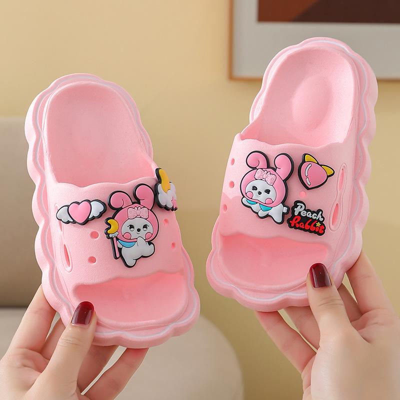 Kids' Fashion Bow Slippers - Non-slip, Durable, Thick-soled Cartoon Sandals for Boys & Girls, Great for Home & Beach Use