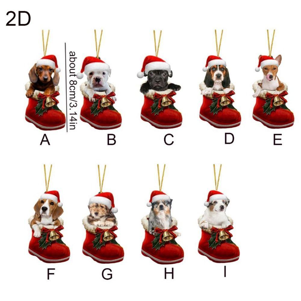 2D Christmas Tree Ornaments Cartoon Cartoon Dog Car Pendant Puppy Acrylic Pendant  Window