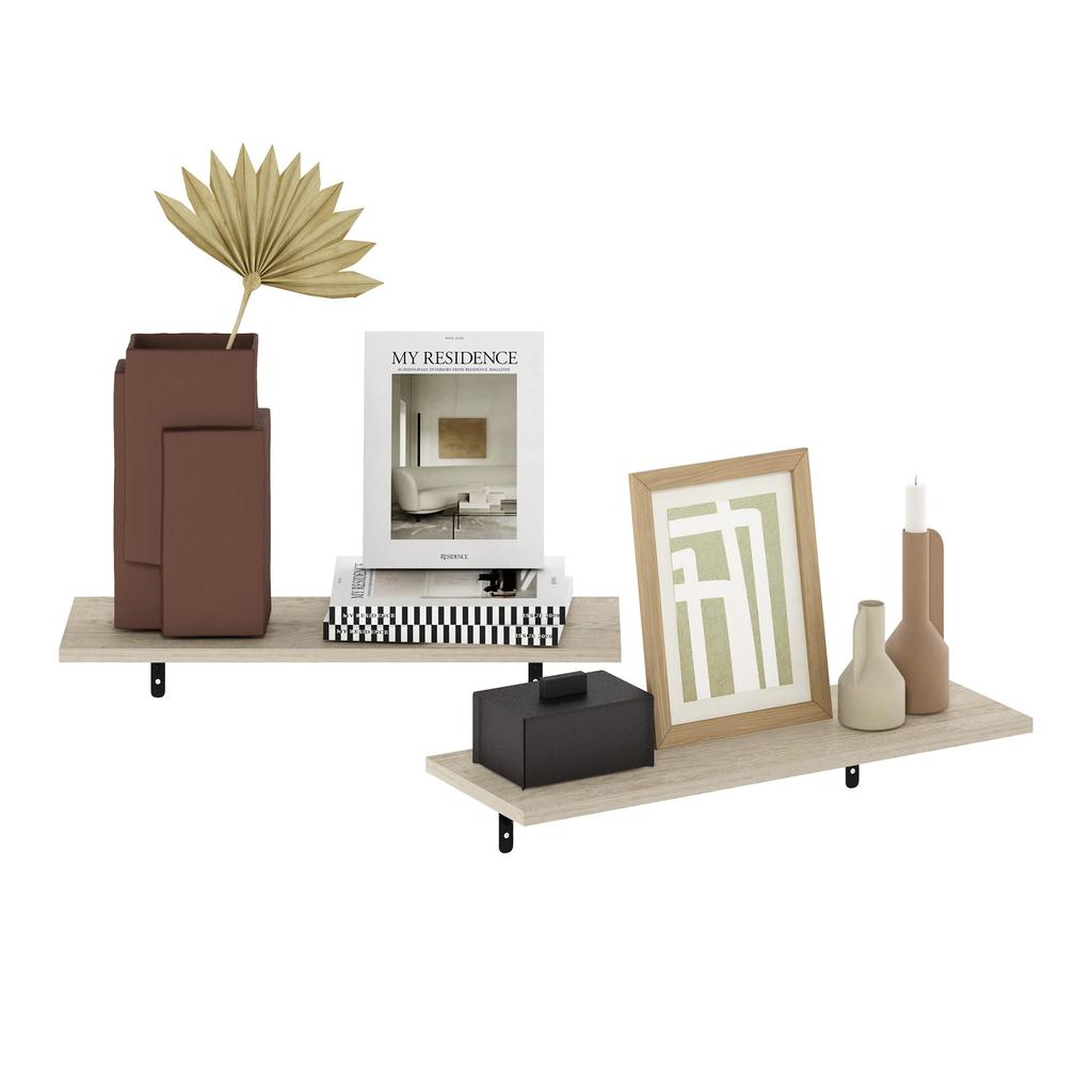 Furinno Rossi Wall-Mounted Shelving Unit, 58cm, Set of 2, Metropolitan Pine [Officially Imported from Japan]