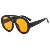 European & American Double-Beam Large Round Frame Frog Sunglasses - Women's Retro Trend.