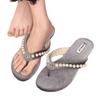 Fashion tribe French pearl thick heel flat-bottomed flip-flops women's outer wear 2025 summer new pinch sandals