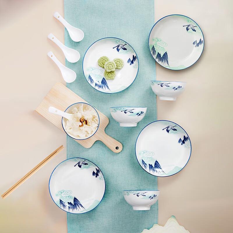 Hexiang Yuntian 22-Piece Chinese Ceramic Dinnerware Set