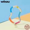 WOSTU 925 Sterling Silver Rainbow Wave Prsteny pro ženy Nepravidelný Twist Ring bonbónové barvy Party Šperky Dárek k narozeninám