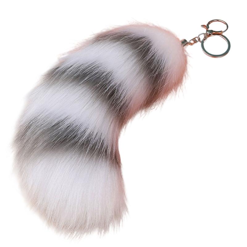 Plush Foxes Tail Keychain Soft And Cute Accessory Plush Keyring Decors For Bags Keys Or Home Decors 18cm Long
