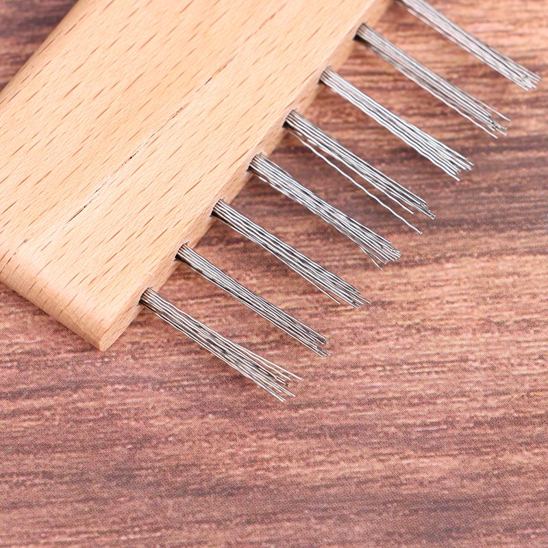 1Pc Wooden Handle Comb Cleaner Delicate Cleaning Removable Hair Brush Comb Cleaner Tool Handle Embeded Tool