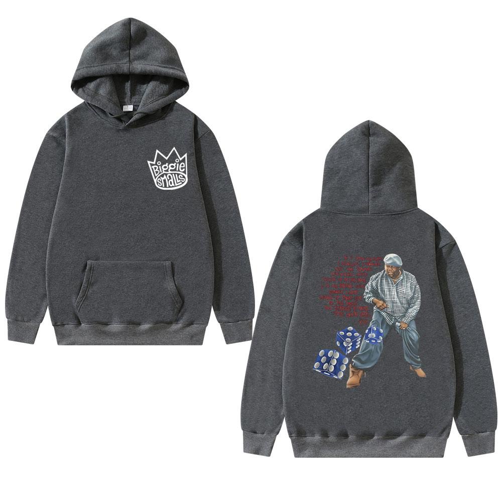 Rapper The Notorious Big Double Sided Printed Hoodie Male Vintage Biggie Smalls Hooded Tracksuit Men Women Hip Hop Streetwear