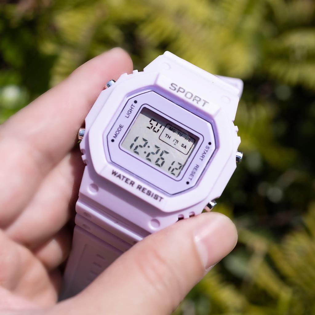 C08 Boys and Girls Student Electronic Watch Macaron Color Men's and Women's Sport Alarm Clock Waterproof Square Watches