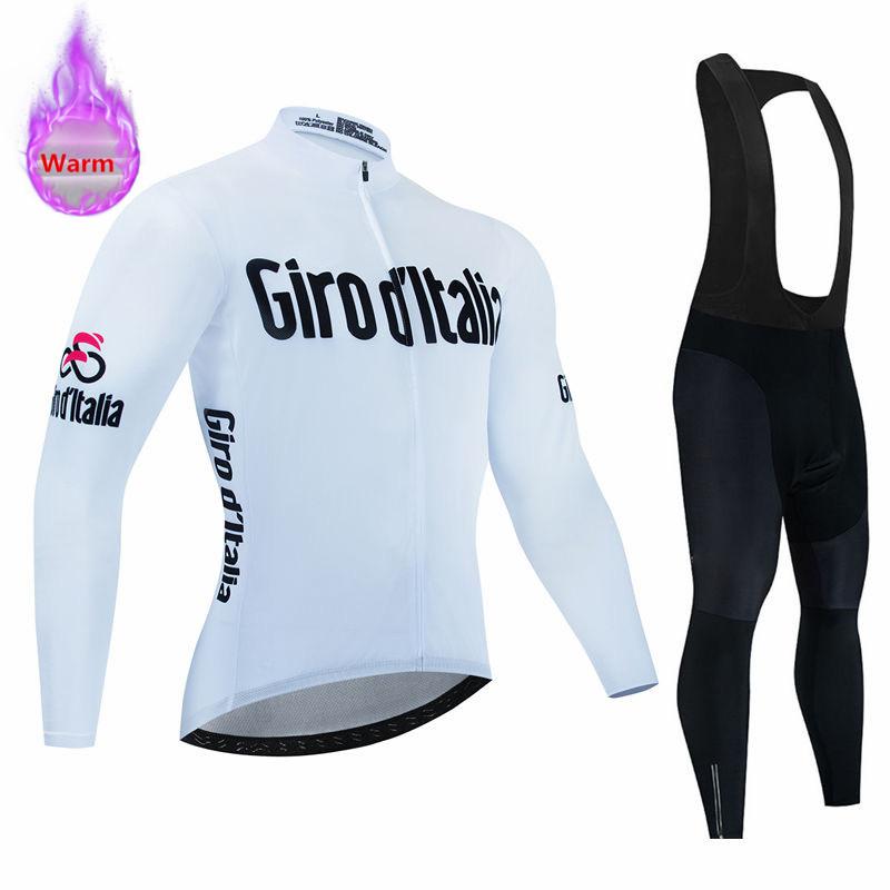Italia Winter Thermal Fleece Long Sleeve Cycling Jersey Set Bib Pants Ropa Ciclismo Bicycle Clothing MTB Bike Mens Pro Team Suit